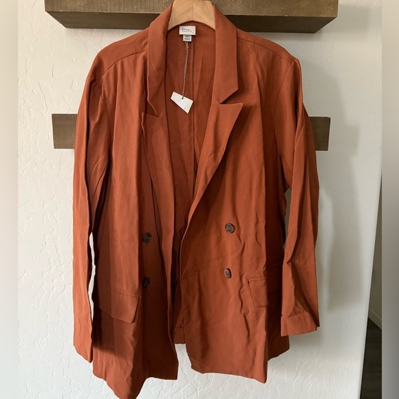 A new day|NWT Relaxed casual boyfriend blazer in brown/burnt orange•Plus,XXL - Picture 3 of 14